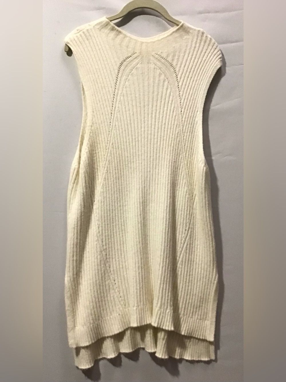 504 Elle Ivory Ribbed Sleeveless Tunic Tank
